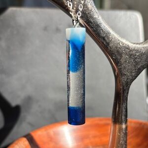 Blue and White Resin Pendant Necklace